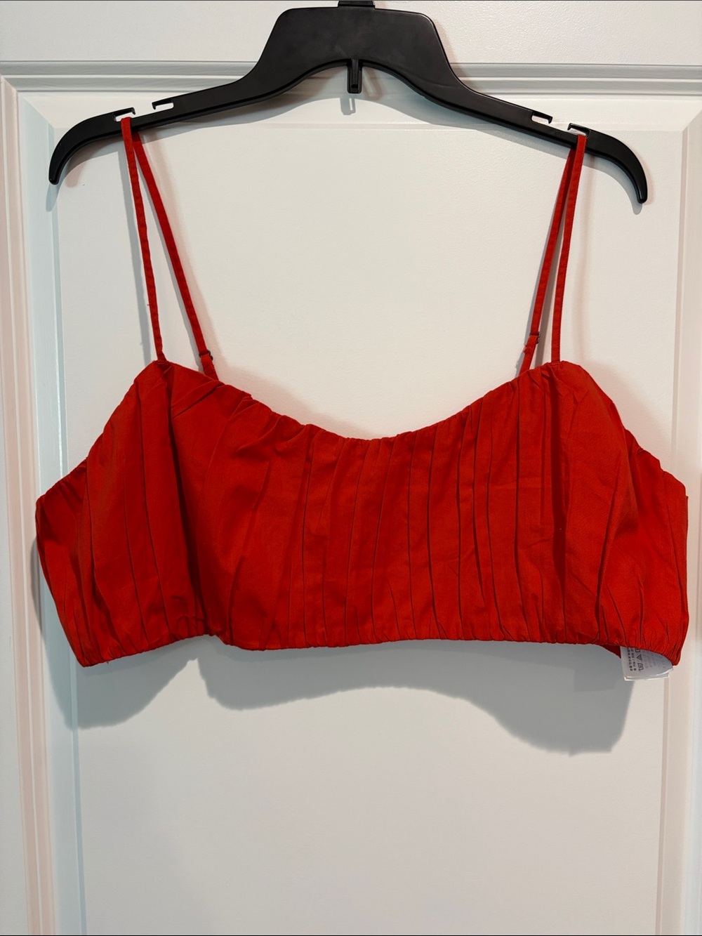 Abercrombie & Fitch Women’s Rust Orange Pleated Spaghetti Strap Crop Top, XL